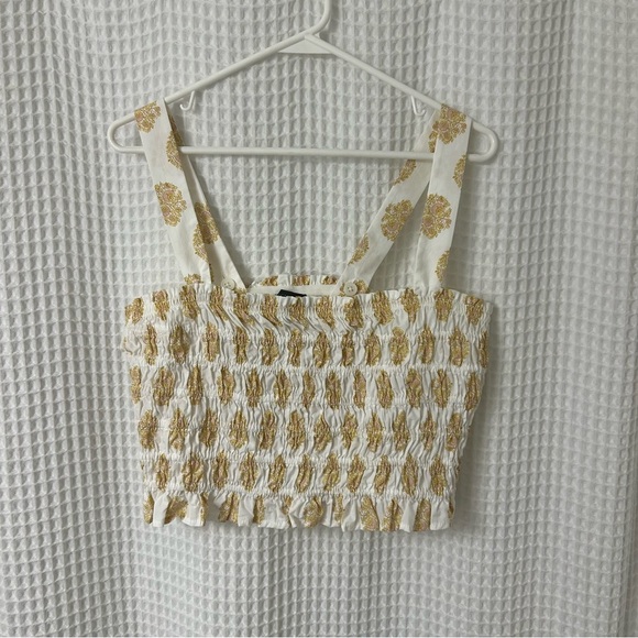 J. Crew Smocked Tube Top Gathered Floral Block Print Size Large - Picture 5 of 11